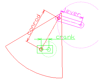各部名称の図解(conrod=コンロッド、lever=レバー、crank=クランク)