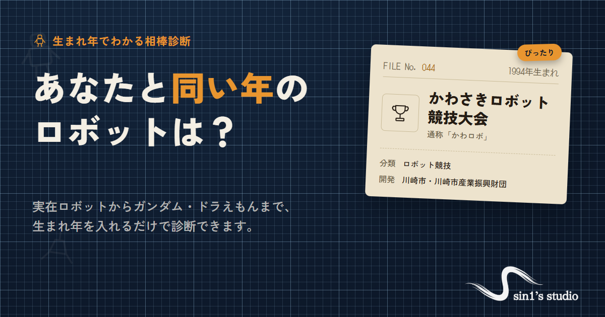 OGP画像。右下にsin1's studioのロゴを配置